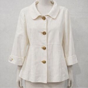 Bob Mackie Wearable Art Ivory Gold Button Jacket Blazer Designer